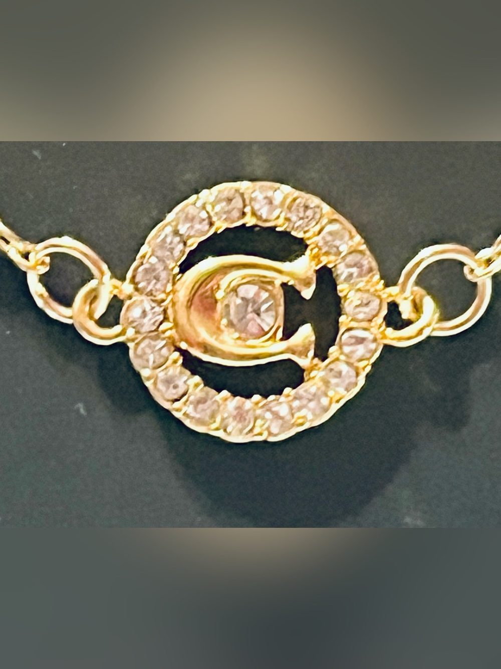 Coach Gold-Tone Crystal Circle 'C' Necklace - Picture 3 of 5